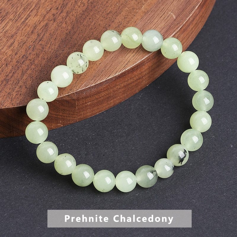 Buddhatrends Prehnite Chalcedony / 6mm Temperament Natural Green Jade Bracelet