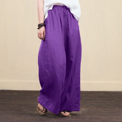 Buddhatrends Purple / 5XL / United States Wide Leg Cotton Linen Pants