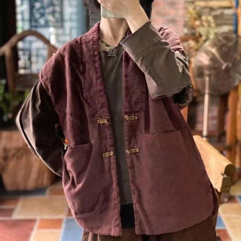 Buddhatrends Redbrown / One Size Loose Vintage Linen Vest