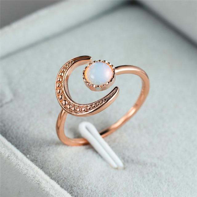 Buddhatrends Ring Rose Gold Color / Resizable Moonstone Open Adjustable Ring