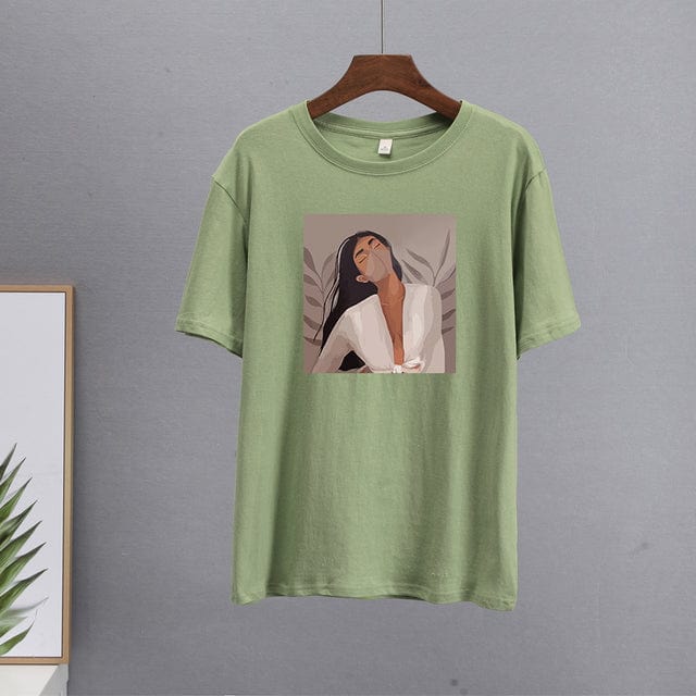 Buddhatrends Shirt 9-Green / M Cartoon Oversized Casual Pullover Top