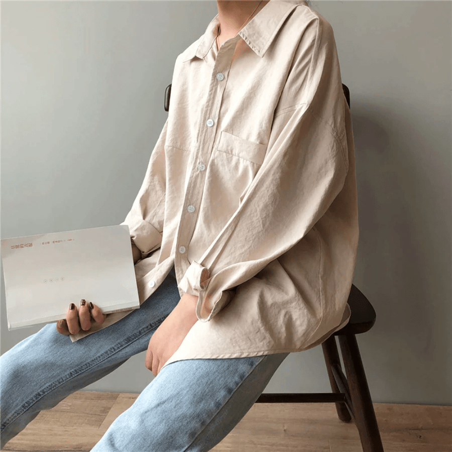 Buddhatrends shirt Beige / L Penelope Oversized Vintage Shirt