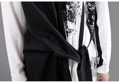 Buddhatrends Shirt Dress Abstract Black &amp; White Shirt Dress | Millennials
