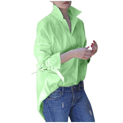 Buddhatrends shirt green / L Eleanor Casual Lapel Shirt