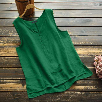 Buddhatrends Shirt green / S Summer Irregular Solid Tank Top