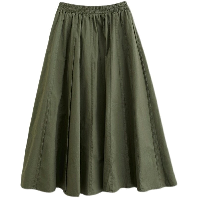 Buddhatrends Skirts High Waist Cotton Linen Pleated Skirt