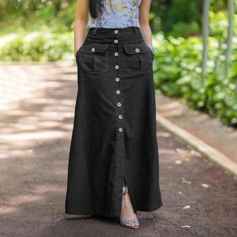 Button front maxi skirt pattern best sale