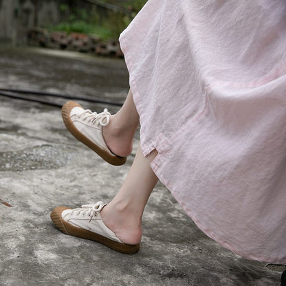 Buddhatrends Soft Pink Linen Midi Skirt