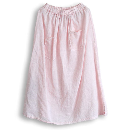 Buddhatrends Soft Pink Linen Midi Skirt