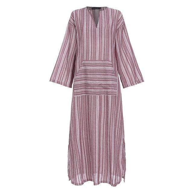 Buddha Trends Dress Red / M Striped Oversized Maxi Dress  | Zen