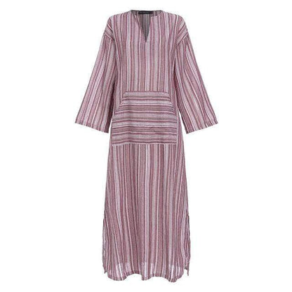 Buddha Trends Dress Red / M Striped Oversized Maxi Dress  | Zen