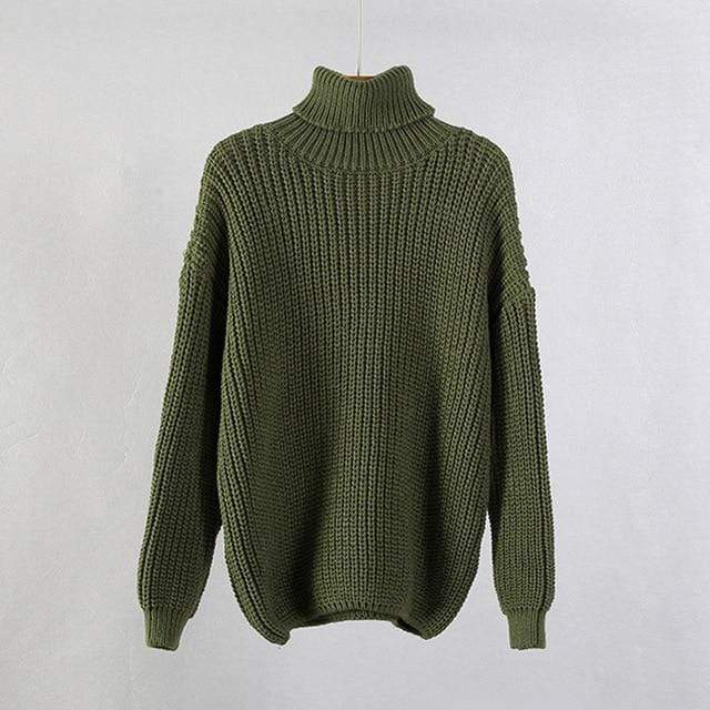 Buddhatrends Sweaters dark green / One Size Basic Turtleneck Sweater