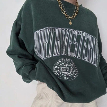 Buddhatrends Sweatshirt Green / M Dream Letter Print Crew Neck Sweatshirt