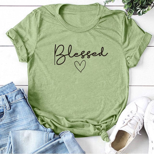 Buddhatrends T-Shirt Light Green / S Graphic Blessed Heart T-Shirt