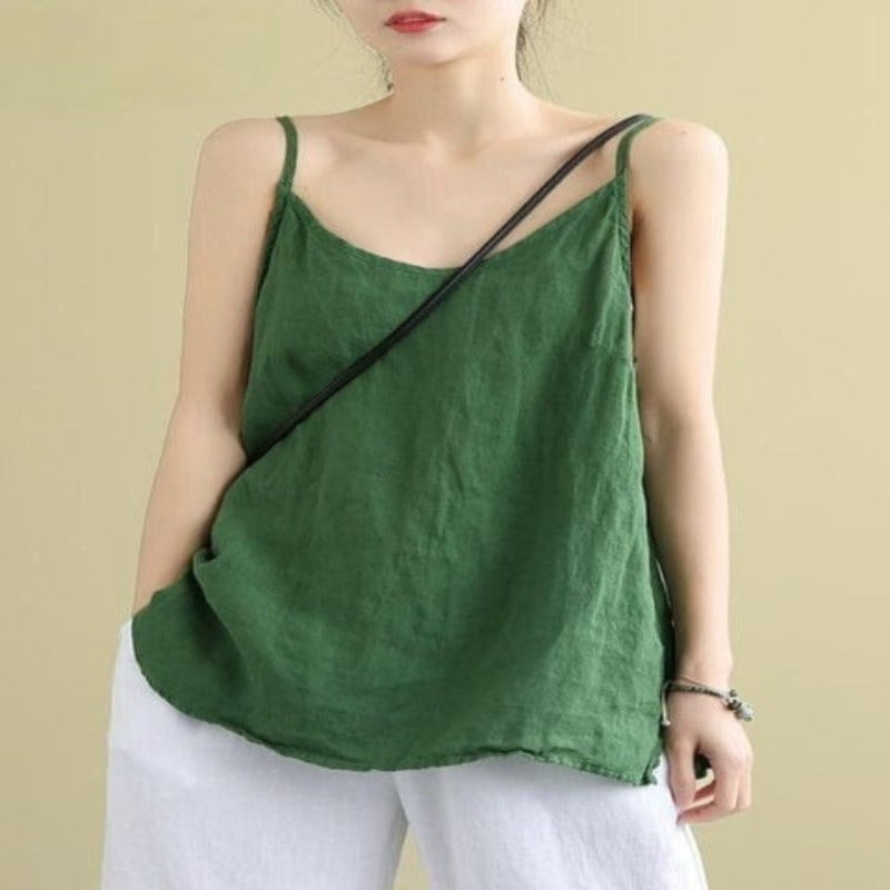 Buddhatrends Top Green / XXXL Summer Spaghetti Strap Top