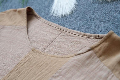 Buddhatrends Tops Irregular Length Cotton Linen T-shirt | Lotus