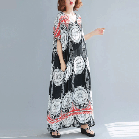 Buddhatrends Tribal Mandala Kaftan Dress