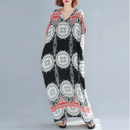 Buddhatrends Tribal Mandala Kaftan Dress