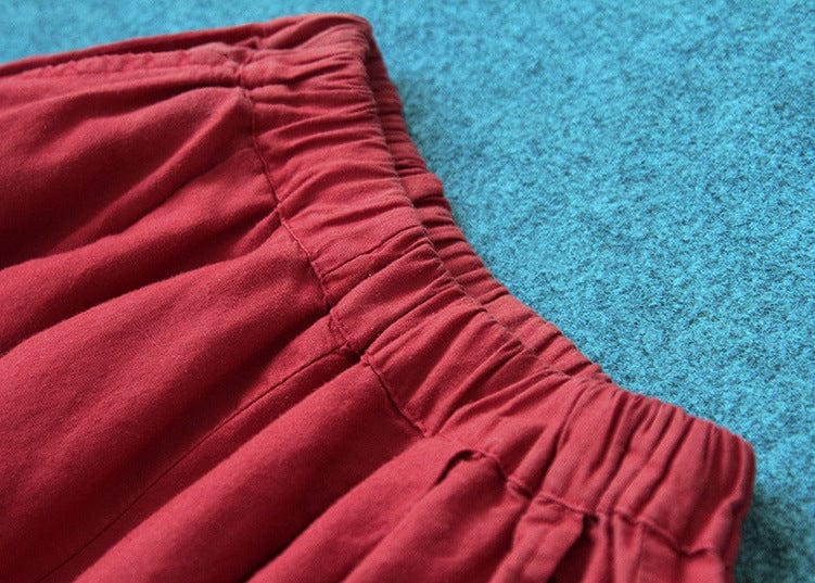 Buddhatrends Vibrant Red Cotton Linen Palazzo Pants