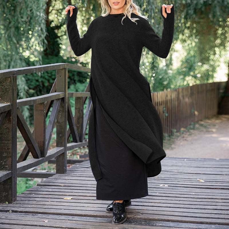 Buddhatrends Vintage Split Sweatshirt Dress