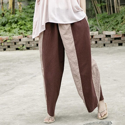 Buddhatrends Vintage Wide Leg Cotton Linen Pants | Lotus