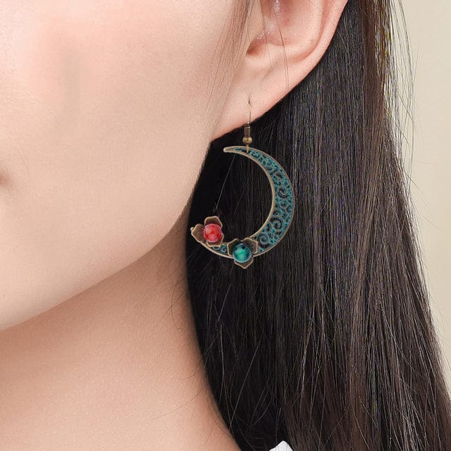 Buddhatrends Waxing Moon Vintage Handmade Earrings