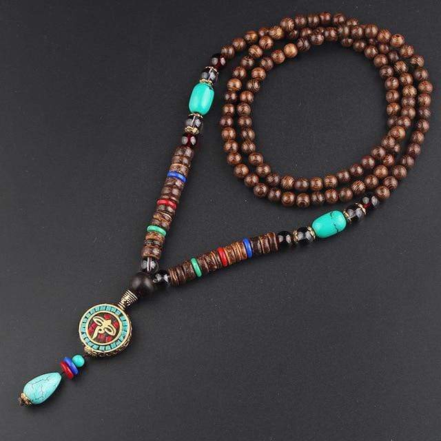 Buddhatrends Weng Wooden Mala Bead Necklace