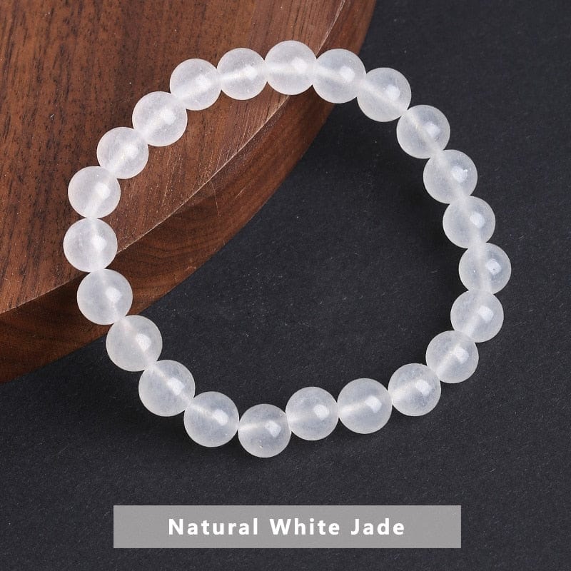 Buddhatrends White Jade / 6mm Temperament Natural Green Jade Bracelet