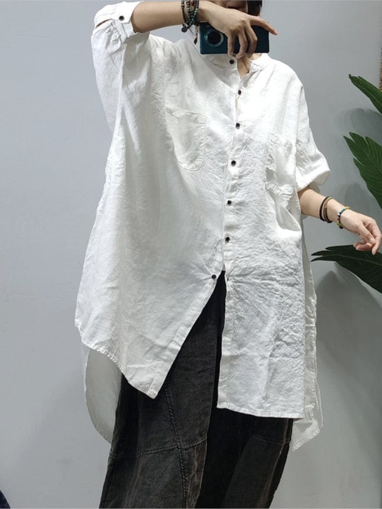 Buddhatrends White / One Size Long-sleeved Retro Cardigan