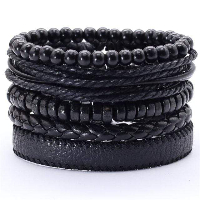 Buddhatrends Xoc 5 Pieces Set Leather Bracelet